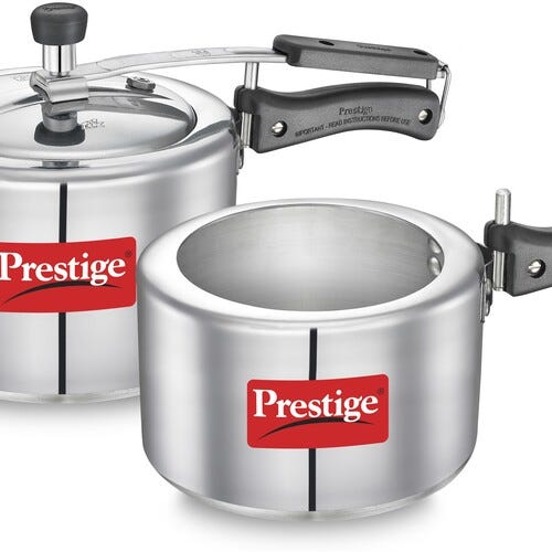Prestige Nakshatra Plus 5 L, 3 L Inner Lid Induction Bottom Pressure Cooker (Aluminium)
