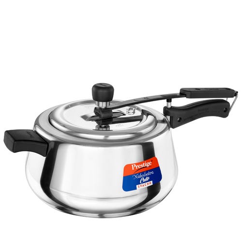 Prestige Nakshatra Cute Svachh Stainless Steel Spillage Control Pressure Cooker, 5 L (Silver)