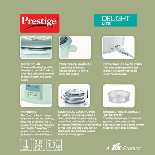Prestige Delight Lite Electric Rice Cooker PRWO 2.8-2 SR