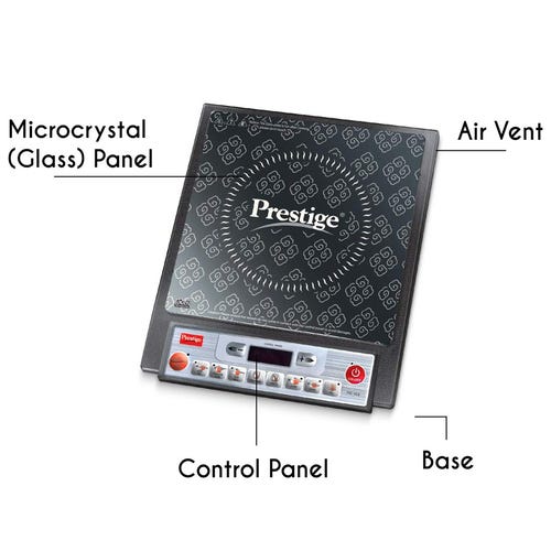 Prestige PIC 14.0 Plus Induction Cooktop 1900 W with Pre-set Indian Menu Options (Black)