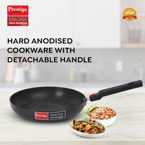 Prestige Magna Hard Anodised Cookware with Detachable Handle Fry Pan, 26cm, 2.1L (Black)