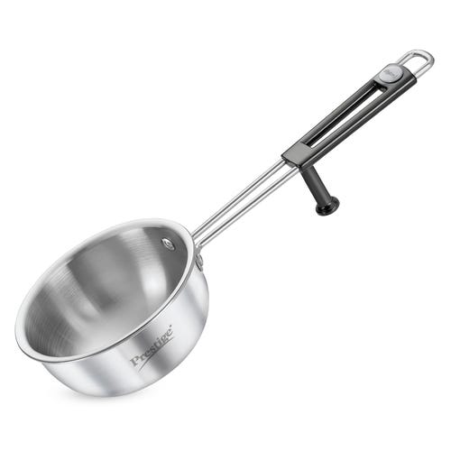 Prestige 11cm/300ml Tri-Ply Stainless Steel Splendor Tadka Pan| Gas & Induction Compatible| Rimmed Edge| In-Built Stand| Heat Resistance Handle| Thick Gauge| Life Time Warranty