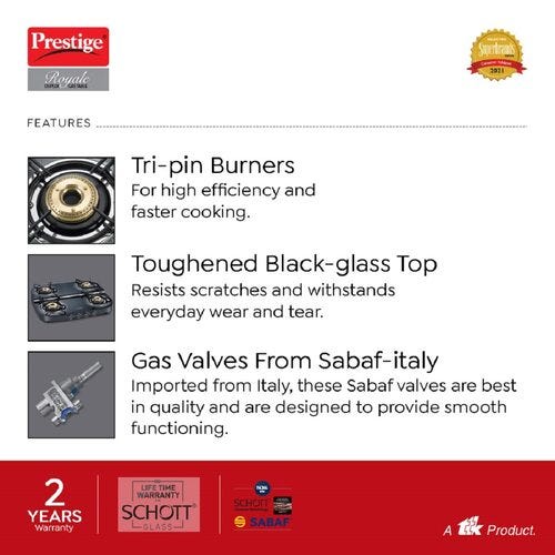 Prestige Royale Plus Duplex Glass Top Gas Stove