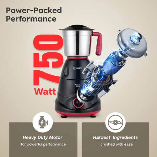Prestige 750 Watts Regal Mixer Grinder with 4 Jars (3 Stainless Steel Jars + 1 Juicer Jar)|
