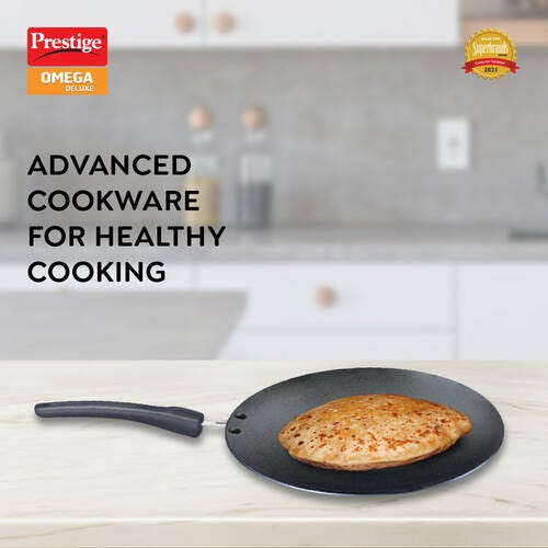 Prestige Omega Deluxe Non-stick Concave Tawa (Black)