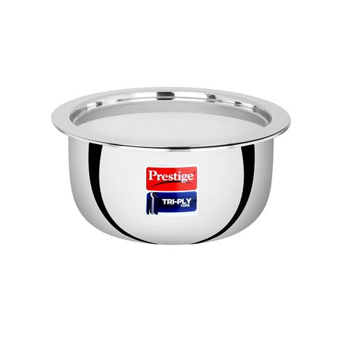 Prestige Tri-ply Stainless Steel Induction Base Tope with Lid, (Silver)