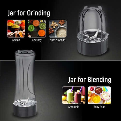 Prestige 350 Watts Nutri-Mix 1.0 Mixer Grinder with 2 Jars|Compact Design| Multipurpose Jars| Overload Protection| Sipper Lids
