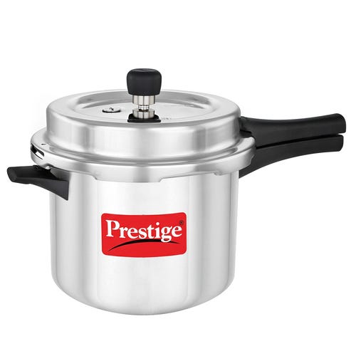 Prestige Popular Plus Svachh Virgin Aluminium Spillage Control Pressure Cooker, 5 L (Silver)