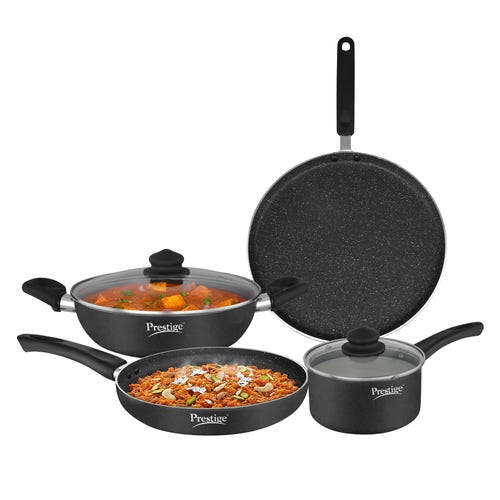Prestige Omega Deluxe Granite Aluminium Non-Stick 4 Pc Cookware Set