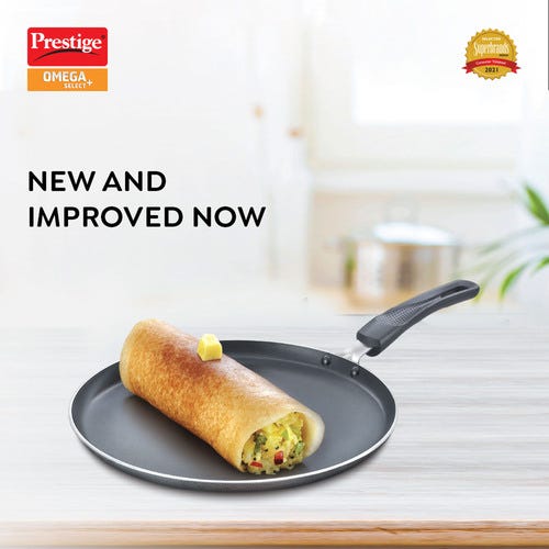 Prestige Omega Select Plus Non-stick Omni Tawa, (Black)