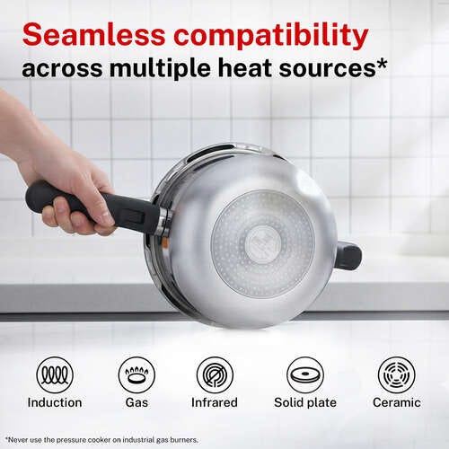 Prestige Svachh Aluminium Anti Bulge Gas and Induction Compatible Pan Pressure Cooker, 3.5 L (Silver)