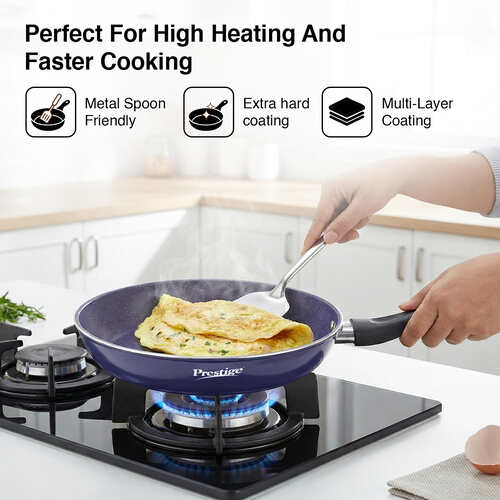 Prestige Ceraglide Ceramic Coated 26 cm Non-Stick Fry Pan | Consumes Less Oil | Preferred For High Heating & Even Heating | Stain-Resistant | Gas & Induction Compatible | No Harmful Chemicals