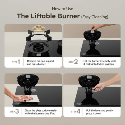 Prestige Svachh Neo 3 Burner Gas Stove | Easy Clean Design-3 Liftable Burners | Toughened Glass Top | Tri-Pin Brass Burners | 1 Jumbo Burner | Ergonomic Knob | Black | 5Y Glass Warranty |ISI Certified