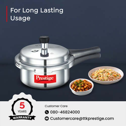 Prestige Popular Virgin Aluminium Pressure Cooker, (Silver)
