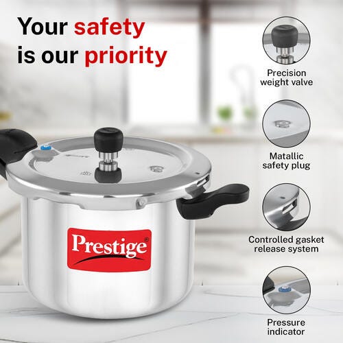 Prestige Svachh Aluminium 2+3+5 Litre Combo Cooker with Induction Base, Silver, Outer Lid