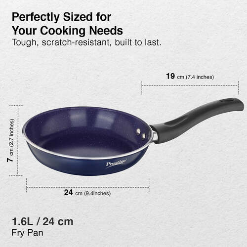Prestige Ceraglide Ceramic Coated 24 cm Non-Stick Fry Pan | Consumes Less Oil | Preferred For High Heating & Even Heating | Stain-Resistant | Gas & Induction Compatible | No Harmful Chemicals