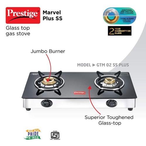 Prestige Marvel Plus Manual Stainless Steel Gas Stove, Black