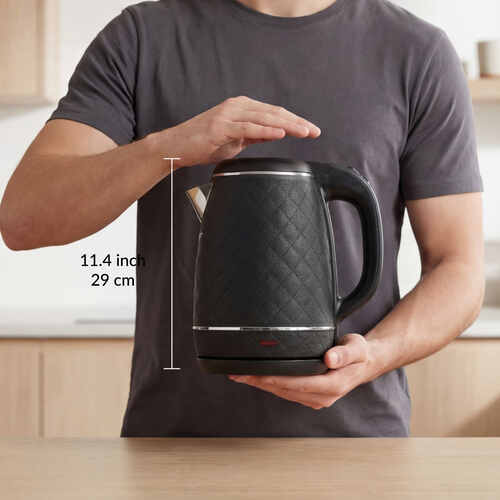 Prestige PKCT 1.5 Litre Electric Kettle with Designer Cool Touch Exterior| Stainless Steel Inner Body| Dry Heat Protection|Black
