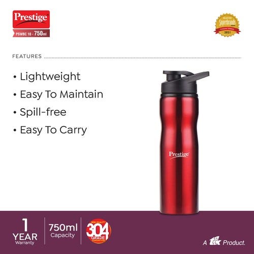 Prestige Thermopro PSWBC 10 Stainless Steel Water Bottle, 0.75L, Black
