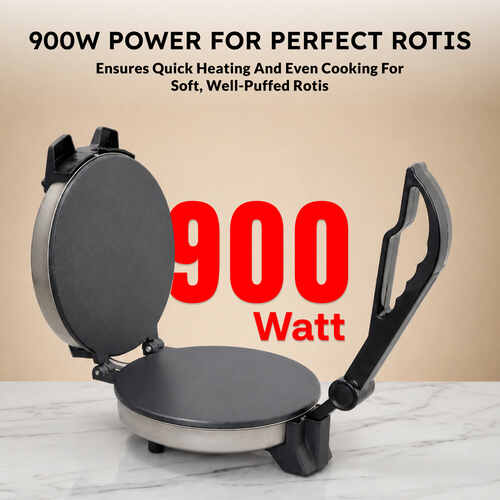 Prestige PRM 3.0 900-Watt Plain Plate Roti Maker (Silver) | Non-Stick Coating