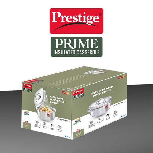 Prestige Prime Stainless Steel Insulated Casserole, Silver