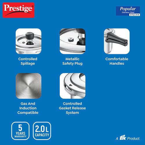 PRESTIGE POPULAR SVACHH STAINLESS STEEL PRESSURE COOKER 2.0 L