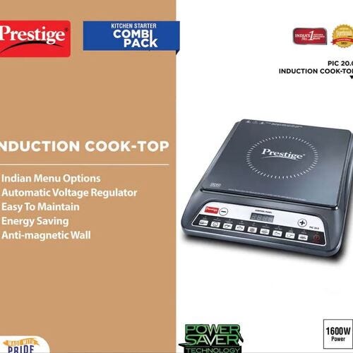 Prestige Aluminium Kitchen Starter Combi Pack (Induction Cooktop PIC 20.0 & Induction Bottom 3 Pc Cookware Set)