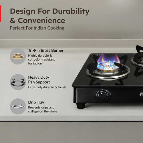 Prestige Marvel Plus Toughened Glass Top Gas Stove (4 Burners) - GTM 04 AI