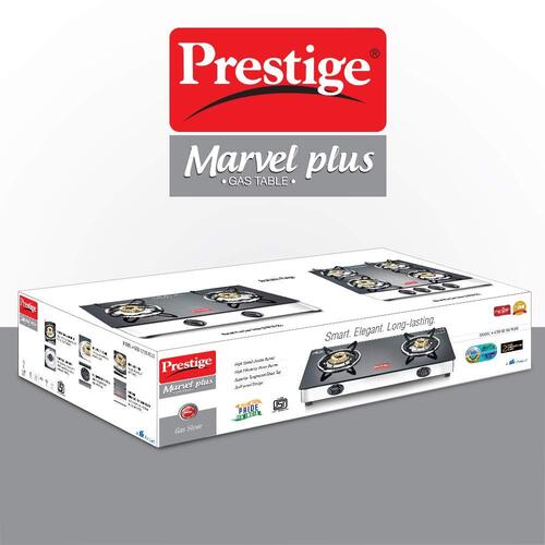 Prestige Marvel Plus Manual Stainless Steel Gas Stove, Black