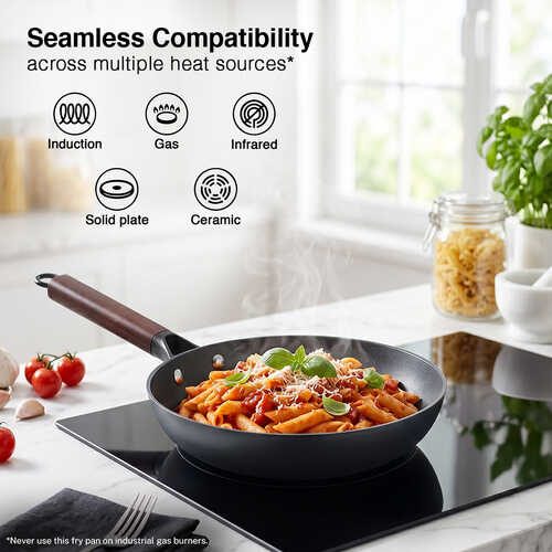Prestige Castlite Patterned Enamel Coated Cast Iron Fry Pan  | High Heat Retention, Rust-Proof | Gas & Induction Compatible | Low-Oil Cooking | Stay-Cool Handle | Easy Clean | 15Y Warranty