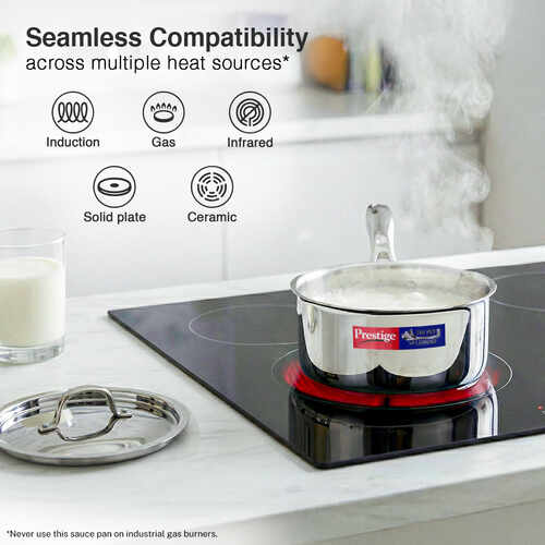 Prestige 14cm/1.1L Tri-Ply Stainless Steel Splendid Sauce Pan with Lid