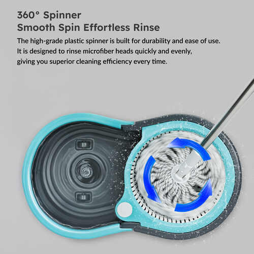 Prestige CleanHome Alpha Mop with 2 Microfiber Mop Heads, Grey and Blue