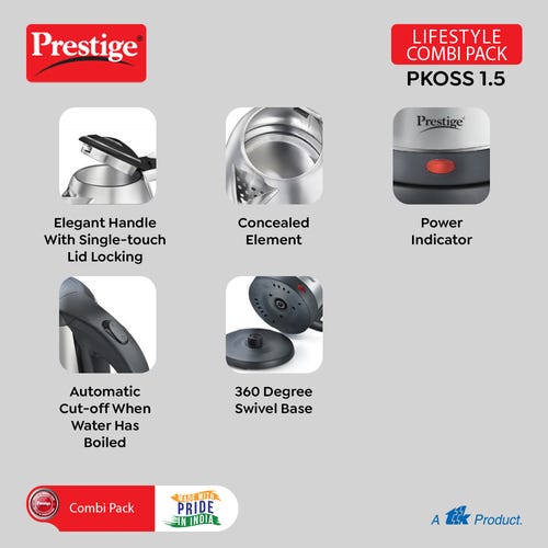 Prestige Electric Kettle PKOSS 1.5L+Single Wall water Bottle