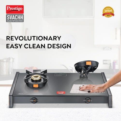 Prestige Svachh Glass Top Gas Stove with Liftable Burners