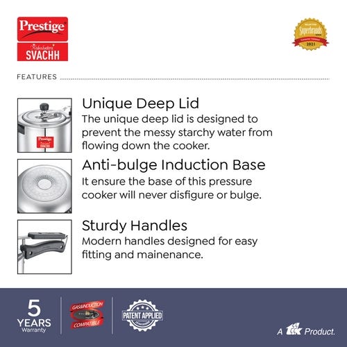 Prestige Nakshatra Plus Inner Lid Pressure Cooker - Combi Pack, 3 + 2 L