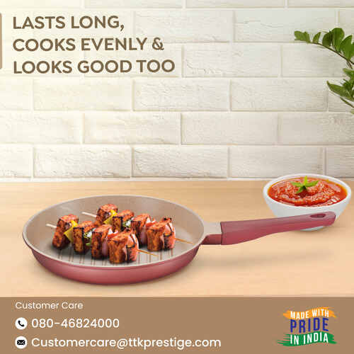Prestige Omega Die-Cast Non-Stick Grill Pan | 3-Layer Coating | Die-Cast Body | Metal Spoon Friendly | Heavy Base