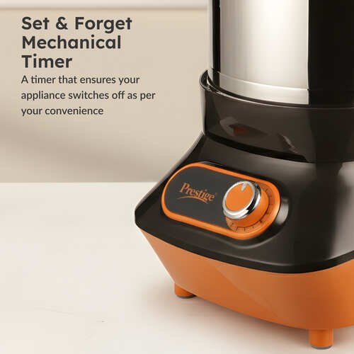 Prestige Vertical PVG 2.0 Wet Grinder with Stainless Steel Drum 200 W, 2 L (Black & Orange)
