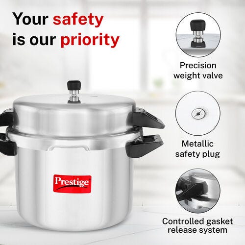 Prestige Money Saver Virgin Aluminium Pressure Cooker, 20 L (Silver)
