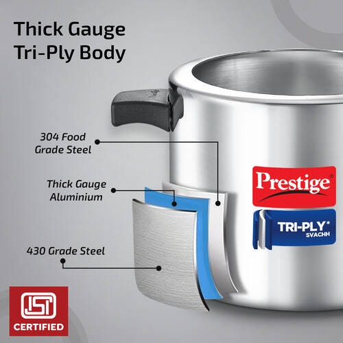 Prestige Tri-Ply Svachh Inner Lid Pressure Cooker Combi Pack