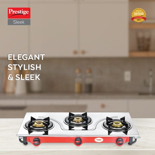 Prestige Sleek Stainless Steel Gas Stove (3 Burners)