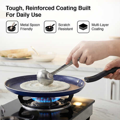 Prestige Ceraglide Ceramic Coated 25cm Non-Stick omni tawa | Consumes Less Oil | Preferred For High Heating & Even Heating | Stain-Resistant | Gas & Induction Compatible | No Harmful Chemicals