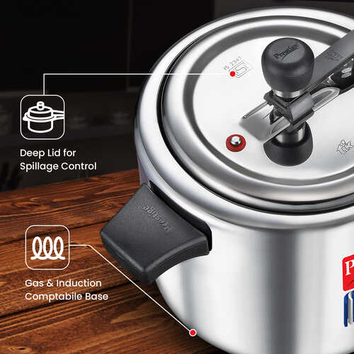 Prestige Triply Svachh Spillage Control Inner Lid Induction Bottom Pressure Cooker