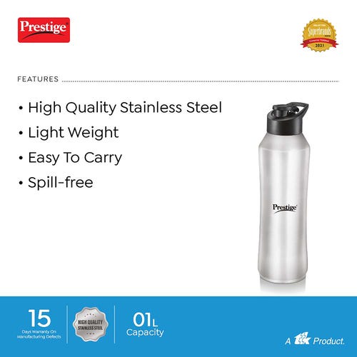 Prestige Single Walled Water Bottle PSSB 02 SS - 1L