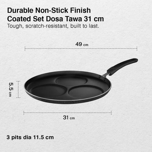 Prestige Omega Select Plus 3-Layer Metal Spoon-friendly Set Dosa Tawa (Black)