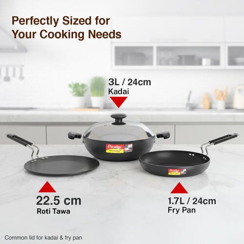 Prestige Hard Anodised Plus Induction Base 3 Pc Cookware Set