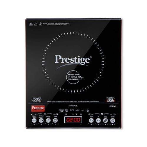 Prestige PIC 3.1 V3, 2000 Watts Induction Cooktop | Indian Menu Options | Automatic Whistle Counter