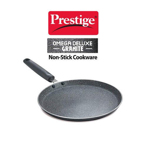 Prestige Omega Deluxe Granite Non-stick Round Base Omni Tawa (Black)
