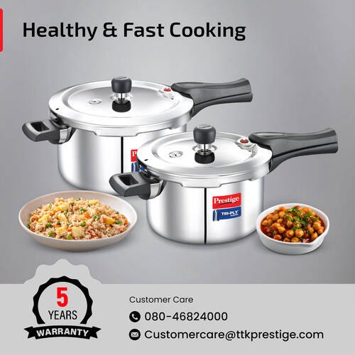 Prestige Tri-Ply Svachh Outer Lid Pressure Cooker Combi Pack