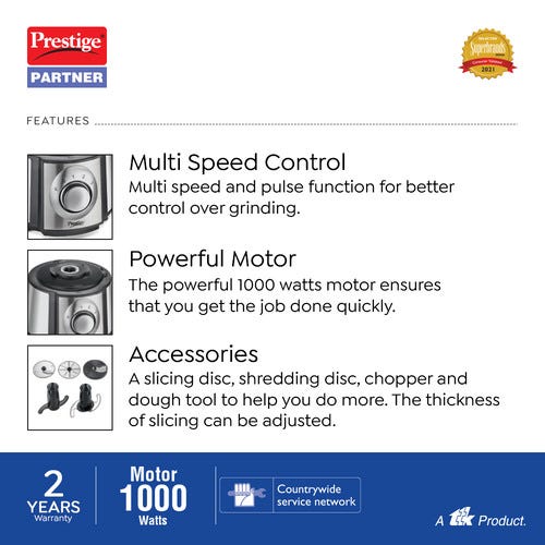 Prestige Partner Stainless Steel Food Processor 1000 W