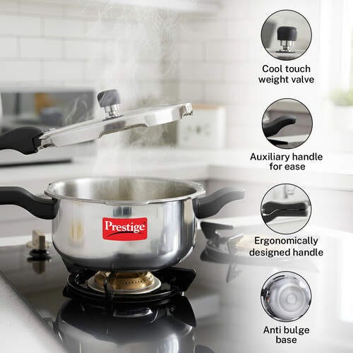 Prestige Svachh Aluminium Anti Bulge Gas and Induction Compatible Pressure Cooker Combo 5 L and 3 L (Silver)